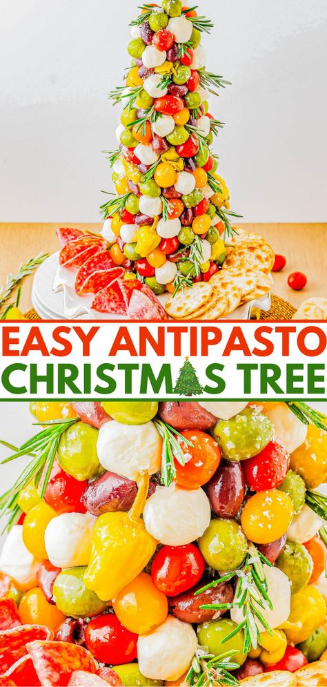 Antipasto Tree - Averie Cooks Christmas Tree Recipes Party Appetizers, Festive Antipasto Cream Cheese Log, Christmas Tree Antipasto, Antipasto Christmas Tree, Antipasto Tree, Christmas Tree Appetizers, Appetizer Tree, Christmas Tree Appetizer, Entertaining Christmas