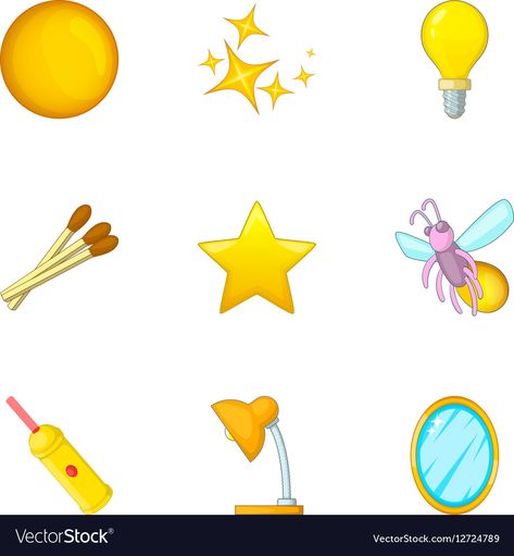 Luminous Objects, Object Drawing, Cartoon Style, Cartoon Illustration, Light And Shadow, Icon Set, Vector Icons, Cartoon Styles, Adobe Illustrator