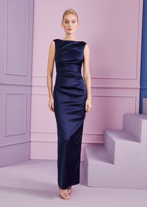 Evening Dress Tonya2 Brides Mom Dress, Elegant Long Dresses, Dresses Elegant Long, Long Fitted Dresses, Talbot Runhof, Dark Blue Dress, Fitted Midi Dress, Column Gown, Simple Dress