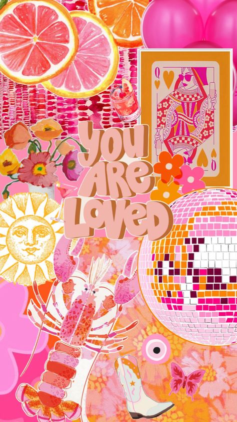 Disco Background, Wallpaper Pink And Orange, Funky Room, Mirror Quotes, Pink Wallpaper Girly, Happy Wallpaper, Creative Life Quotes, Preppy Wallpaper, Beautiful Fonts