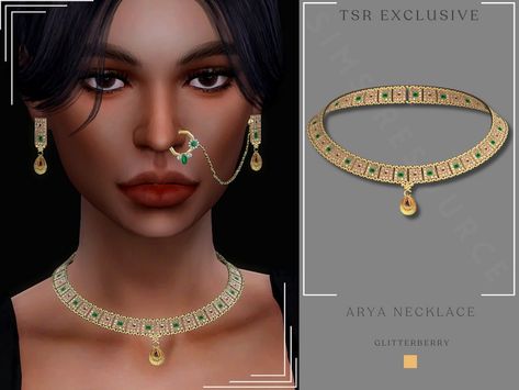 The Sims Resource - Arya Necklace Sims 4 Decades Challenge, Sims 4 Piercings, Sims Medieval, Sims 4 Tsr, Play Sims 4, Sims 4 Cc Makeup, Play Sims, Goddess Jewelry, Sims 4 Dresses