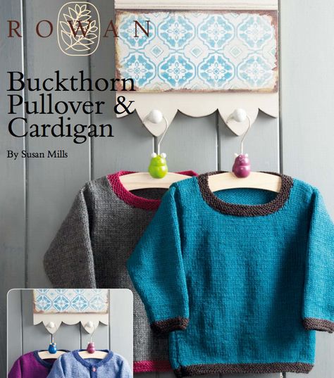 FREE ROWAN KIDS PATERN: Buckthorn Pullover & Cardigan by Susan Mills, knit in Rowan Pure Wool Worsted, 6/12/18/24 months Rowan Patterns, Bamboo Knitting Needles, Rowan Yarn, Knitting For Charity, Dmc Cross Stitch, Jumper Patterns, Free Knitting Patterns, Pullover Cardigan, Knitting Wool