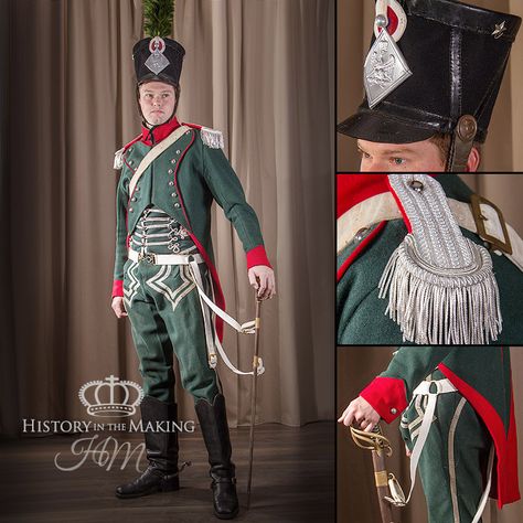 Napoleonic French Light Cavalry-Chasseur a cheval-Officer (1806-1815) - History in the Making French Military, French Army, Army Uniform, Full Dress, Military Outfit, Napoleonic Wars, Fashion Project, Living History, Historical Costume