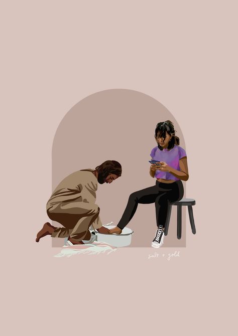 Jesus Waiting At Table, Jesus Washing Feet Illustration, Jesus Washing Feet Drawing, Jesus Washing Feet Art, Jesus Animation, Feet Drawing, Jesus Cartoon, Jesus Loves Us, Christian Affirmations