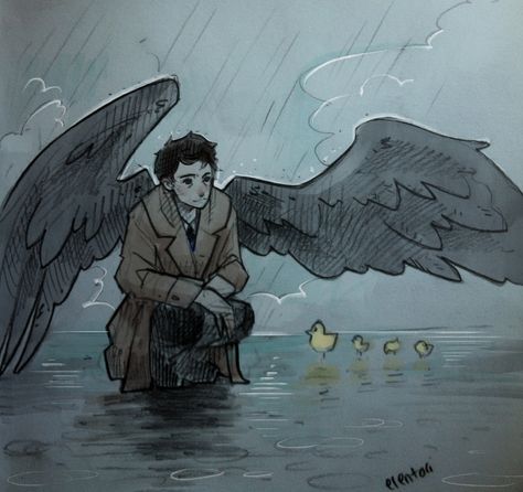 Castiel, An Angel, A Drawing, Angel Wings, Ducks, Supernatural, Carry On, Take A, Angel