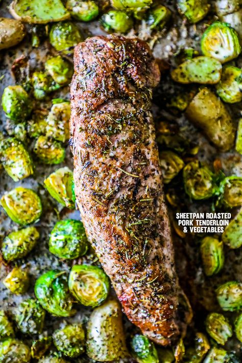 Paleo Pork Tenderloin, Roasted Pork Tenderloin Recipes, Roasted Pork Tenderloin, Cooking Pork Tenderloin, Low Carb Pork, Roasted Pork Tenderloins, Pork Fillet, Sheet Pan Suppers, Sheet Pan Dinners Recipes