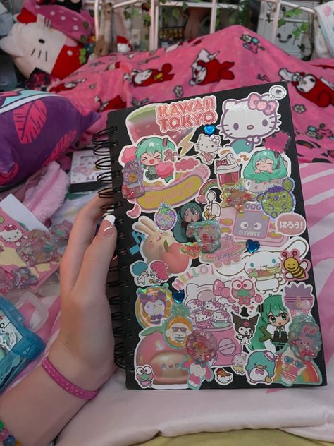 Kawaii Sketchbook Cover, Kawaii Journal Cover, Sanrio Journal, Kawaii Sketchbook, Kawaiicore Aesthetic, Kawaii Journaling, Kawaii Journal, Sketchbook Cover, Pretty Journals