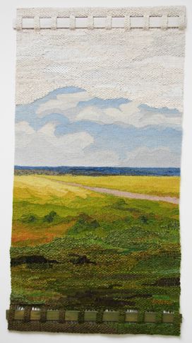 BAIBA RĪTERE Landscape Weaving Ideas, Landscape Weaving, Frame Weaving, Punch Embroidery, Tapestry Ideas, Tapestry Loom, Small Tapestry, Landscape Art Quilts, Weaving Inspiration