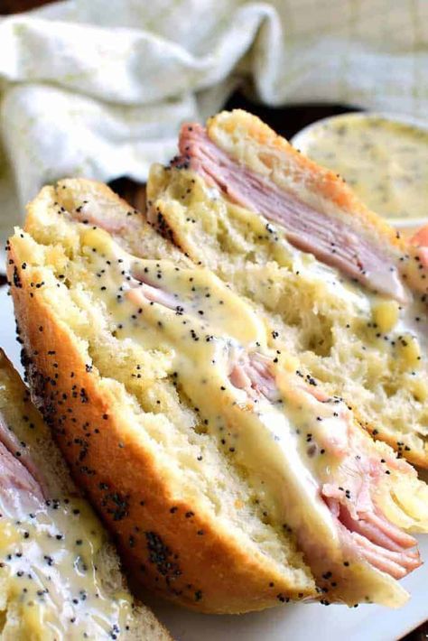 Honey Mustard Ham & Cheese Sandwich - Lemon Tree Dwelling Honey Mustard For Sandwiches, Honey Mustard Ham, Honey Ham Sandwiches, Melted Ham And Cheese Sandwiches, Honey Mustard Ham And Cheese Sandwich, Ham Sandwiches, Ham And Cheese Sandwich, Sliced Ham, Dry Mustard