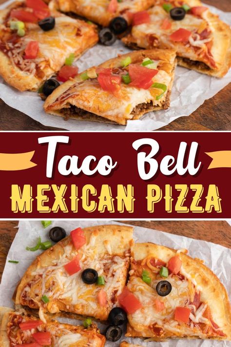 Skip the drive-thru line and make this Taco Bell Mexican pizza at home! With just a few ingredients at 15 minutes of cooking time, it's even better than the real deal! Taco Bell Pizza, Copycat Taco Bell Mexican Pizza, Taco Bell Mexican Pizza, Taco Bell Recipes, Mexican Pizza, Eat Beef, Copykat Recipes, Taco Bell, Weird Food