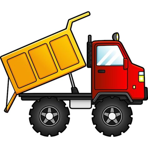 Vector dump truck cartoon clipart colore... | Premium Vector #Freepik #vector #crane-truck #crane #cartoon-drawing #book-clipart Cartoon Dump Truck, Dump Truck Cartoon, Simple Dump Truck Drawing, Dump Truck Drawing, Car Cartoon Drawing, Abstract Tshirt Design, Toys Clipart, Firefighter Clipart, Cartoon Truck