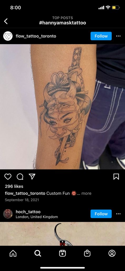 Hana Masks Tattoo, Hayna Mask, Masks Tattoo, Tattoo Toronto, Hannya Mask Tattoo, Mask Tattoo, Tattoo Ideas, Mask, Tattoos