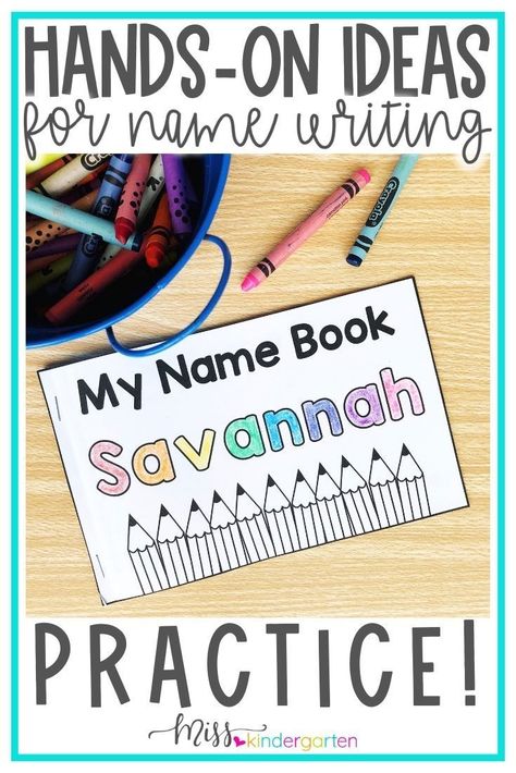 Practice handwriting in preschool or kindergarten with these cute name activities. Students can customize the activity to their name. Hang in the hallway as a decoration or let them take the crafts home to share with their family. Great for fine motor practice and letter identification. Can also practice letters sounds. Name Books For Kindergarten, Name Identification Activities Preschool, Name Crafts Kindergarten, Name Activities Kindergarten, Name Crafts Preschool, Preschool Name Activities, Kindergarten Name Activities, Writing Activities For Kindergarten, Writing In Kindergarten