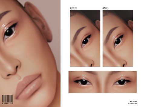 The Sims Resource - Eye Gloss | N2 Sims 4 Eye Highlights Cc, Sims 4 Black Eyes, Sims 4 Cc Eyes Shape, Cosimetic's Sims 4, Classic Eyeliner, Pastel Eyeshadow, Sims 4 Cc Eyes, Eye Highlighter, Glitter Overlays