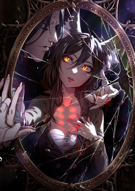 ArtStation - Your whisper, Kate Fox Kate Fox Poses, Fox Girl Art, Kitsune Female, Kate Fox Art, Fenic Fox, Manga Illustrations, Couple Aesthetics, Female Fox, Halloween Pfp