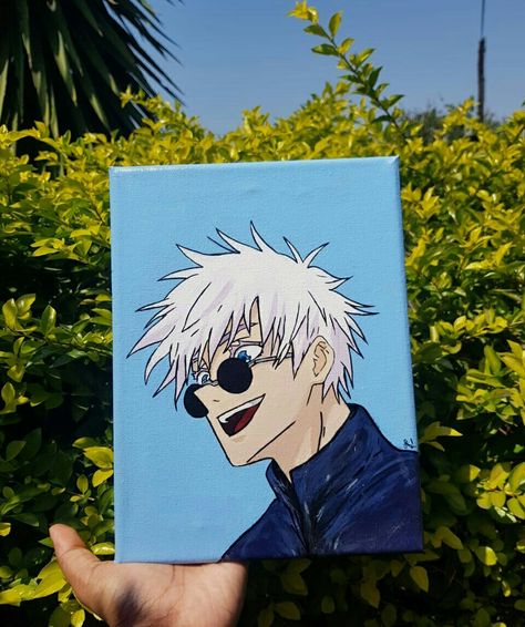 Jujutsu kaisen Gojo satoru canvas painting Jujutsu Kaisen Gojo Satoru, Anime Canvas Painting, Naruto Painting, Canvas Drawing, Small Canvas Paintings, Anime Canvas Art, Simple Canvas Paintings, Paint Night, Canvas Painting Designs