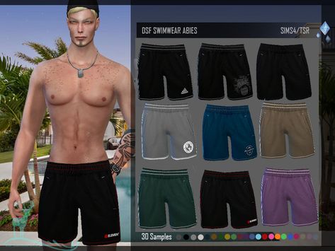 DanSimsFantasy's DSF SWIMWEAR / SHORTS ABIES Sims 4 Gym, The Sims 4 Pack, The Sims 4 Bebes, Sims 4 Men Clothing, Sims 4 Hair Male, Sims 4 Male Clothes, Sims 4 Piercings, Swimsuits Sporty, Sims 4 Body Mods