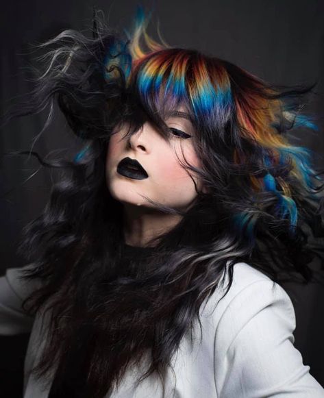 Hair Dye Trends, Rainbow Hair Color, Creative Hair Color, Bad Reputation, Dyed Hair Inspiration, Gothic Makeup, Hooded Eyes, Hair Reference, Hair Inspiration Color