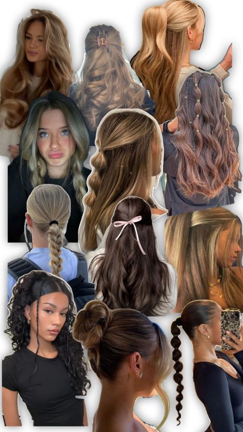 Hairstyle On Braids, Hair Stayl, Preppy Hairstyles, Hairstyle Examples, Easy Hairstyles For Thick Hair, Bella Hair, Hair Inspiration Long, Cute Simple Hairstyles, Cute Curly Hairstyles