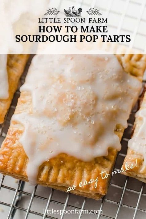 Homemade sourdough pop tarts are easy to make with sourdough pie crust dough. Fill with your favorite flavors like, strawberry, Nutella, raspberry or blueberry! A sweet glaze makes them even more delicious! You'll love this from scratch homemade pop tarts recipe using your sourdough discard! Discard Pop Tarts, Sourdough Pie Crust, Apple Butter Uses, Homemade Pop Tarts Recipe, Pop Tarts Recipe, Nutella Raspberry, Pop Tart Flavors, Sourdough Starter Discard, Poptart Recipe