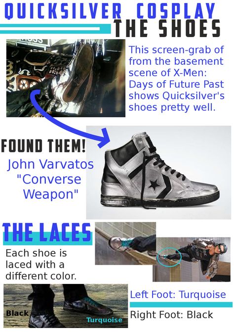 Quicksilver Cosplay.  Quicksilver's Shoes.  X-Men: Days of Future Past.  xmen cosplay Peter Maximoff Cosplay, X Men Quicksilver, Quicksilver Cosplay, Quicksilver Xmen, Xmen Cosplay, Peter Maximoff, Superhero Cosplay, Days Of Future Past, Pietro Maximoff