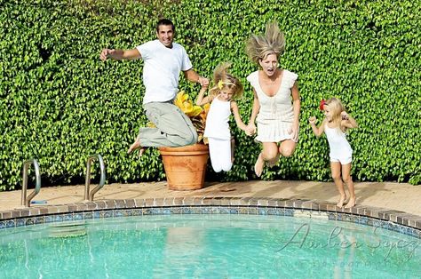 Poolside Family Photoshoot, Family Pool Photoshoot, Pool Family Photoshoot, Jumping Into Pool, Swim Photoshoot, Camp Hope, 35 Birthday, Pool Shoot, Pool Holiday