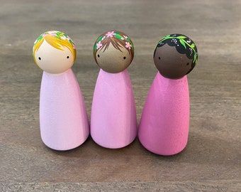 Pretty Pegs, Flower Nursery Decor, Waldorf Crafts, Wood Peg Dolls, Peg People, Clothespin Dolls, Unique Toys, Peg Doll