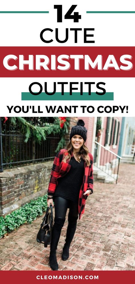 woman standing outside of building Christmas Party Outfit Casual Jeans, Modest Holiday Outfits, Modest Christmas Outfit, Holiday Party Outfit Jeans, Christmas Church Outfit, Holiday Outfits Christmas Casual, Christmas Party Outfit Casual, Ideas For Christmas Party, Classy Christmas Outfit