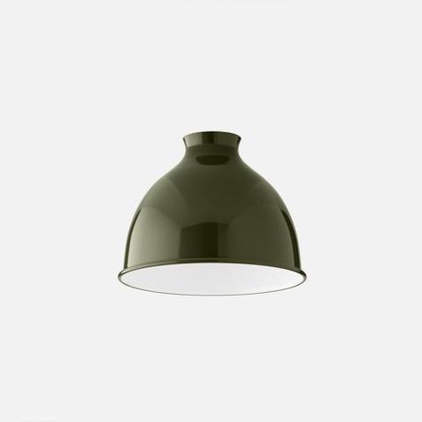 Metal Bell Shade - Sergeant Green Easy Home Upgrades, Hallway To Bedrooms, Industrial Factory, Vintage Light Fixtures, Factory Lighting, Brass Fixtures, Light Crafts, White Powder, Bell Pendant