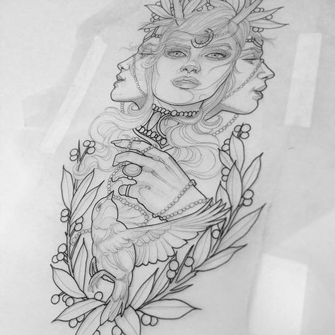 The Fates Mythology Tattoos, 3 Fates Tattoo, The Fates Tattoos, Fates Tattoo, Kunst Tattoos, Witch Tattoo, Goddess Tattoo, Tattoo Traditional, Tattoo Illustration