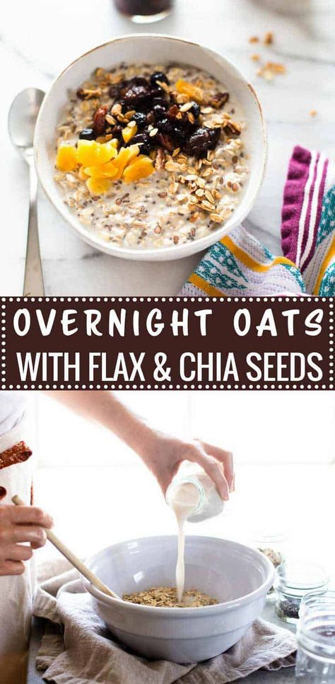 Cooking Healthy Food, What Is Healthy Food, Chia Overnight Oats, Healthy Foods To Make, Healthy Diet Food, Overnight Oats Recipe Healthy, Chia Seed Recipes, Seed Recipes, Flax Seed Recipes