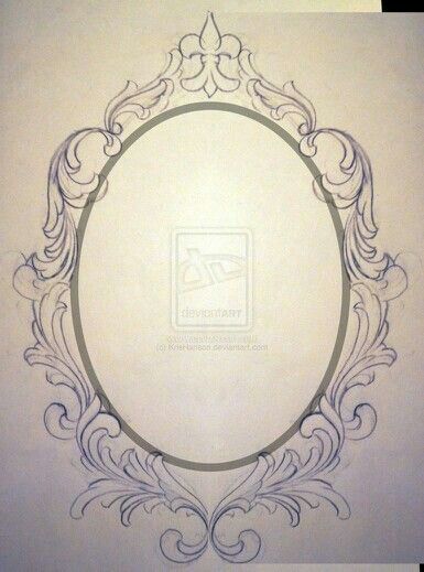 Add this frame to a mountain scene Mirror Tattoos, Mirror Drawings, Filigree Tattoo, Framed Tattoo, Muster Tattoos, Geniale Tattoos, Desenho Tattoo, Ornate Frame, Oval Frame