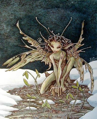 Spring Faerie by Kim Parkhurst Spring Faerie, Fair Folk, Magic Creatures, Magical Beings, Faery Art, Elves And Fairies, Green Fairy, Fairy Artwork, Fairies Elves