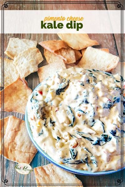 Pimento Cheese Kale Dip is a wonderful blend of two popular dips resulting in a creamy cheddar cheese dip with sautéed kale and red peppers. #partydip #hotdip #partyrecipe Kale Dip Recipes, Kale Dip, Easy Skewers, Cheddar Cheese Dip, Popular Dips, Dip Party, Sautéed Kale, Gourmet Appetizers, Cooking Tricks