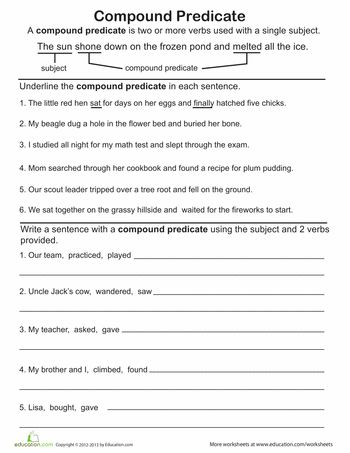 Worksheets: Great Grammar: Compound Predicate Compound Predicate, Compound Subjects And Predicates, Teaching Map Skills, Worksheet 3rd Grade, Teaching Maps, Compound Subject, Third Grade Writing, Simple Subject, Writing Support