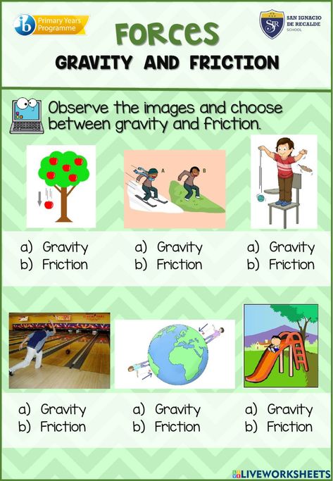 Friction Worksheet For Grade 3, Gravity Worksheet, Friction Worksheet, Friction Activities, Gravity And Friction, Science Vocabulary Activities, Gravity Experiments, Science Lesson Plans Elementary, States Of Matter Worksheet