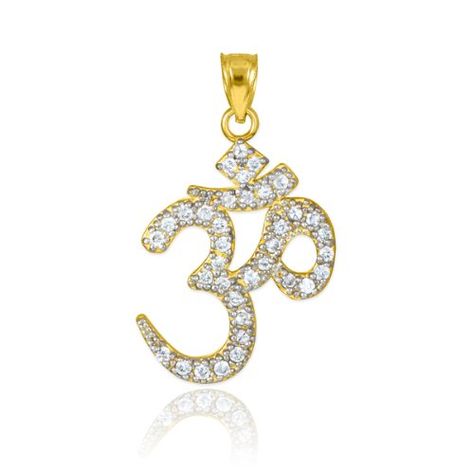 14k Yellow Gold Hindu Meditation Charm Yoga "Om" (Aum) CZ Pendant * Click image to review more details. Ohm Jewelry, Hindu Meditation, Hindu Symbol, Ohm Pendant, Om Jewelry, Yoga Om, Yoga Pendant, Om Necklace, Om Pendant