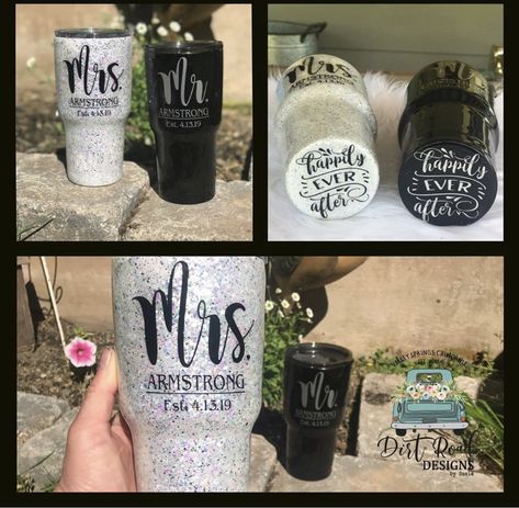 MR & MRS glitter tumbler Mr And Mrs Tumbler Ideas, Husband And Wife Tumbler Cups, His And Her Tumbler Cups, Me And Mrs Tumblers, Mommy Tumbler Cups, His And Hers Tumblers, Wife Tumbler Ideas, Mrs Tumbler Cups, Future Mrs Tumbler