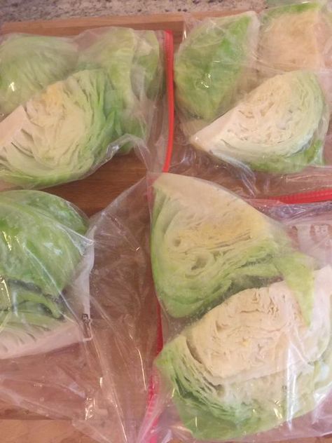 Freezing Cabbage, Freezing Food Guide, Freezing Vegetables, Cabbage Head, Canning Food Preservation, Canned Food Storage, Growing Pains, Frozen Veggies, Food Saver