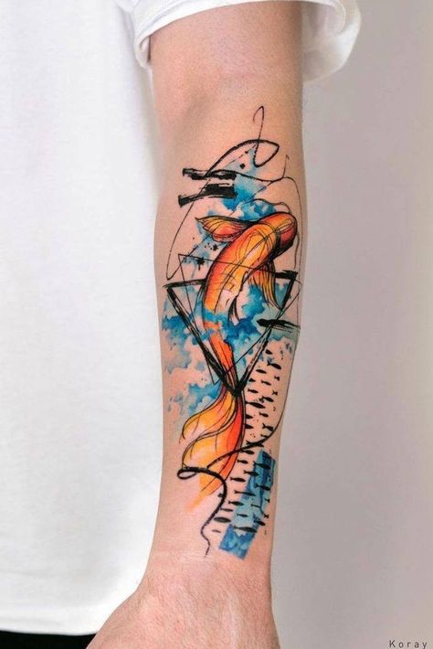 Best Pisces Tattoos, Watercolor Fish Tattoo, Tattoo Arm Placement, Pez Koi Tattoo, Salmon Tattoo, Koi Fish Tattoo Design, Watercolour Tattoo Men, Fish Tattoo Design, Meaningful Tattoos For Men