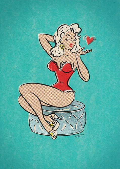 Comic Illustrations, Rockabilly Art, 50s Art, Pin Up Drawings, Pin Up Illustration, Pin Up Vintage, Pin Up Girl Vintage, Mid Century Illustration, Retro Comic