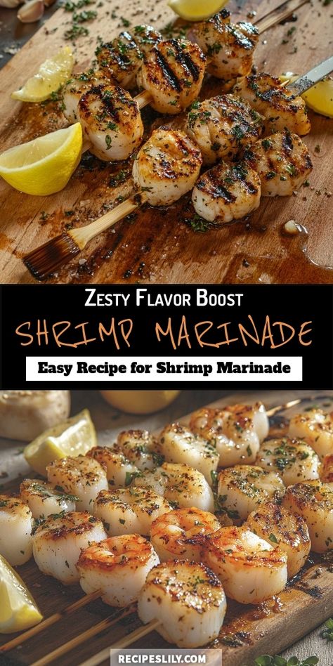 I love making this zesty shrimp marinade that adds amazing flavor to my grilled shrimp! It's simple to whip up and perfect for summer cookouts. Just marinate your shrimp, grill them to perfection, and serve with fresh lemon for a delightful meal. Easy Shrimp Marinade, Seasoning For Shrimp, Shrimp Marinade Recipes, Citrus Marinade, Shrimp Marinade, Flavorful Shrimp, Summer Cookouts, Herb Seasoning, Easy Shrimp