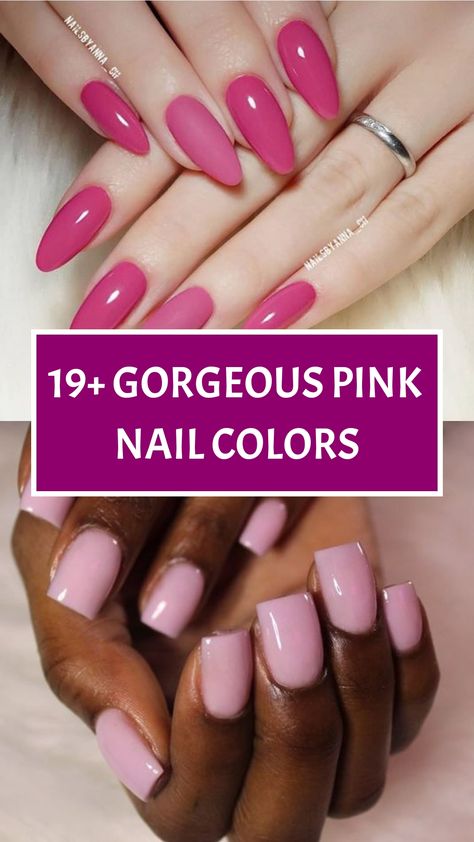 19+ Gorgeous Pink Nail Colors What Color Nails With Pink Dress, Shade Of Pink Nails, October Pink Nails, Rose Color Nails, Pink Nail Colors Shades, Rosy Pink Nails, Subtle Nail Colors, Rose Colored Nails, Berry Pink Nails