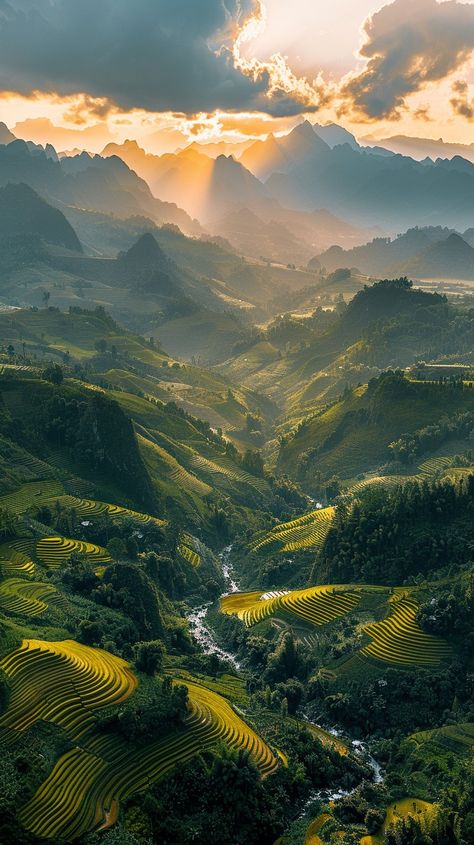 "Majestic Mountain #SunrisePhotography: A breathtaking view of the sun casting golden hues over terraced fields in a mountain valley. #MountainView #TerracedLandscape #ScenicValley #GoldenHour #AIArtistry #AIPhotography #StockCake ⬇️ Download and 📝 Prompt 👉 https://stockcake.com/i/majestic-mountain-sunrise_724076_445034" Sunrise Images, Mountain Sunrise, Mountain Valley, Sea Design, Halloween Illustration, Sunrise Photography, Mountain View, Breathtaking Views, Free Stock Photos