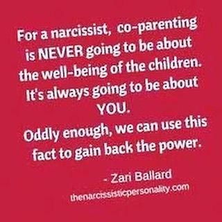 IS IT POSSIBLE TO ESCAPE A NARCISSIST WHEN YOU SHARE A CHILD?  While it is possible to escape a narcissist when you share a child, it is not easy. My first husband is a Covert Narcissist.  When we divorced, a long and nasty custody battle ensued. Not because my ex wanted our son.  But because he didn't want me to have him.  And he knew using our child as a tool to torture me was extremely effective. Parental alienation by my ex resulted in our child growing up very confused.  The narc consistent Coparenting Quotes, Co-parenting, Parallel Parenting, Narcissistic Personality, Narcissistic People, Parental Alienation, Narcissistic Parent, Narcissistic Behavior, Co Parenting