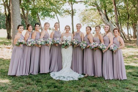 The Dusk color was stunning for my outdoor wedding! The color had just the right amount of a purple/grey, which was exactly what I wanted! Dusk Bridesmaid Dress, Fairy Tail Wedding, Lavender Bridesmaid, Blush Pink Bridesmaid Dresses, Greenery Wedding Decor, Unique Wedding Dresses, Purple Bridesmaid Dresses, Bridesmaid Dress Styles, Azazie Bridesmaid Dresses