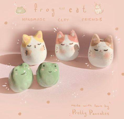 Small Cat Clay Friends - Etsy Air Dry Clay Cute Animals, Polymer Clay Ideas For Beginners Diy Craft Projects, Cute Things To Sculpt With Clay, Air Dry Clay Small Ideas, Air Dry Clay Cat Easy, Cute Clay Ideas Aesthetic, Cat Air Dry Clay, Clay Things To Sell, Clay Small Ideas