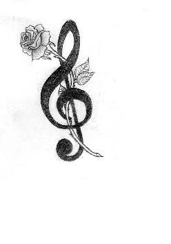 Treble Clef w/ Rose                                                                                                                                                                                 More Treble Clef Tattoo Unique, Music Heart Tattoo, Treble Clef Tattoo, Music Notes Tattoo, Music Tattoo Designs, Aries Tattoo, Note Tattoo, Music Tattoo, Music Tattoos