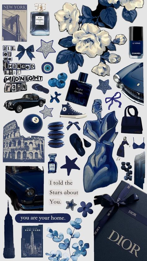 blue navy Navy Blue Collage, Room Baddie, Navy Blue Stickers, Navy Aesthetic, Baddie Room, Blue Collage, Navy Girl, Collage Pieces, Navy Wallpaper