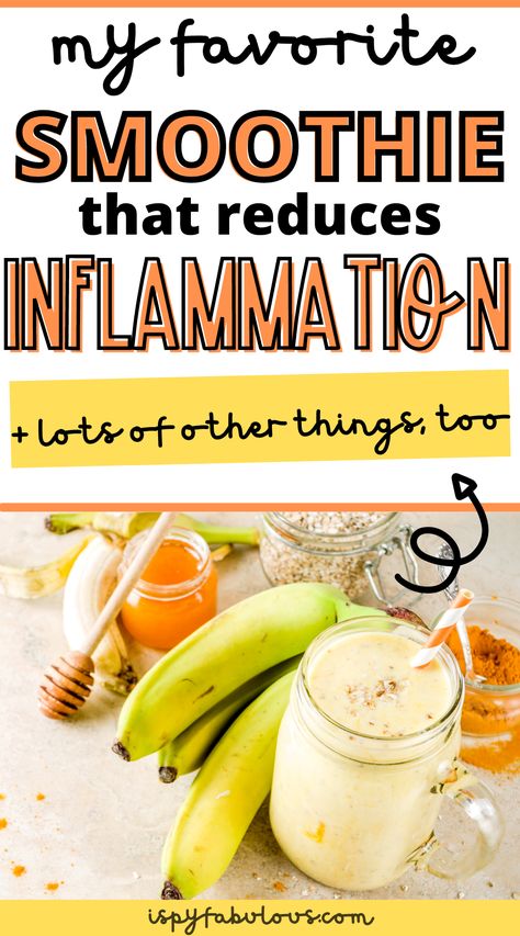 Looking to make a delicious smoothie packed with inflammation fighters, like turmeric, ginger, and carrot juice? This is my go-to anti-inflammatory smoothie recipe that I make all the time and I think you'll love it, too. #inflammation #smoothie #antiinflammatorysmoothie #smoothierecipe Anti Inflammation Protein Smoothie, Inflammation Smoothie Recipes, Night Shades And Inflammation, Turmeric Smoothie Recipe, Turmeric Smoothie Inflammation, Anti Inflammation Smoothie Recipes, Smoothies For Inflammation, Antiinflammatory Smoothies, Anti Inflammation Smoothie